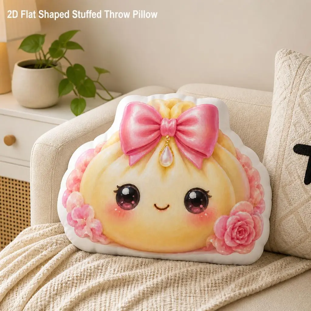 Glitter Dumpling Pearl Pendant Bow Princess Stuffed Throw Pillow - Cute Household Textile Cushion for Room Decor, Game Day Use
