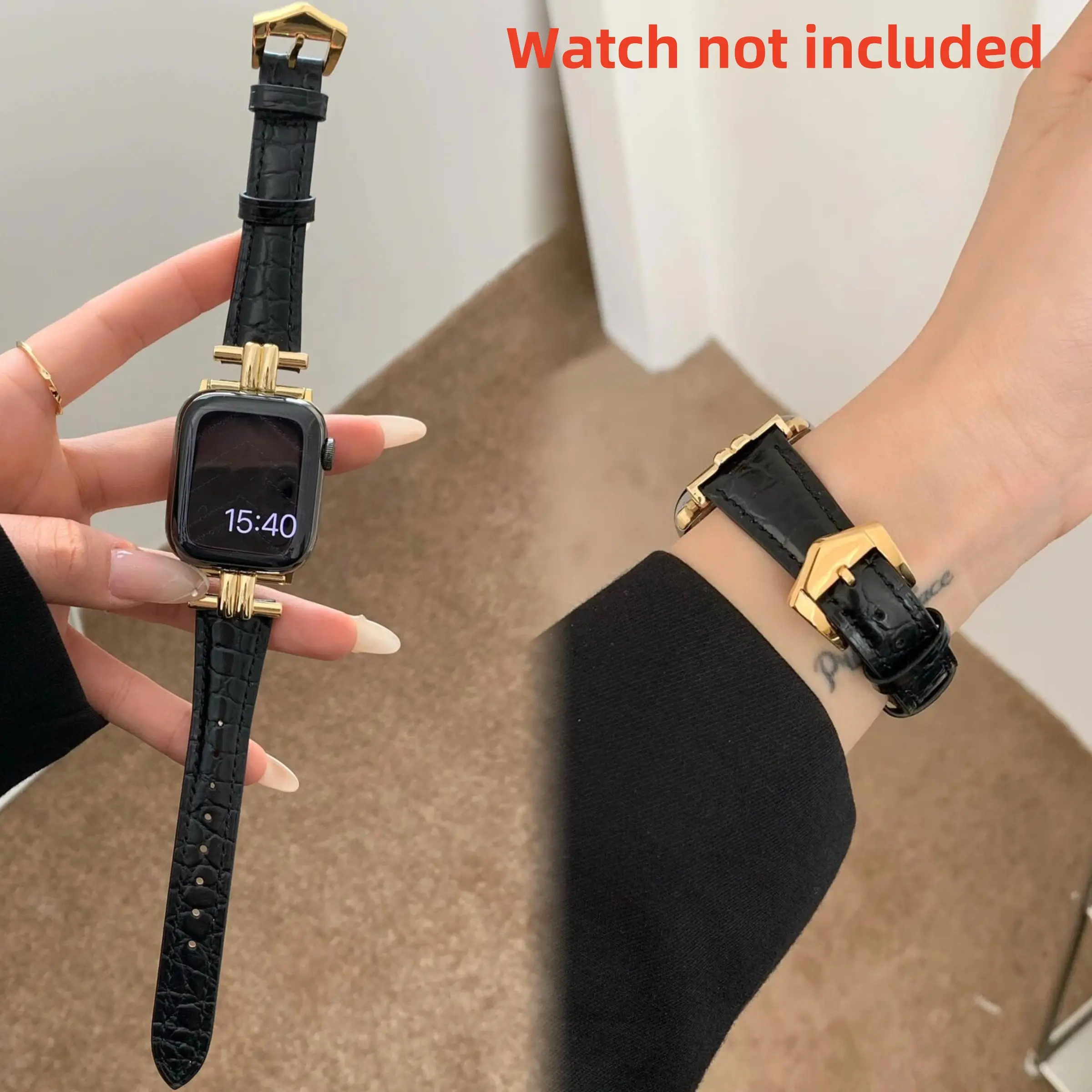 1-piece soft leather watchband, watch strap, compatible with 38mm,40mm,42mm,44mm,45mm watchbands, suitable for men and women, casual style watchband, Smartwatch Accessories, suitable for iWatch Ultra1/2/3 series S10 S11 SE