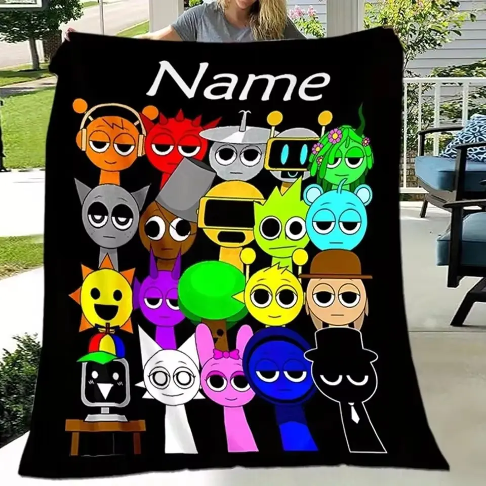 Cartoon Sprunki Throw Blanket Lightweight Soft Flannel Blanket Suitable For Sofa Beds Living Rooms That Children Love Suitable For Children And Adults Birthday Gifts Holiday Party  Family Decorations Happy Halloween Blanket