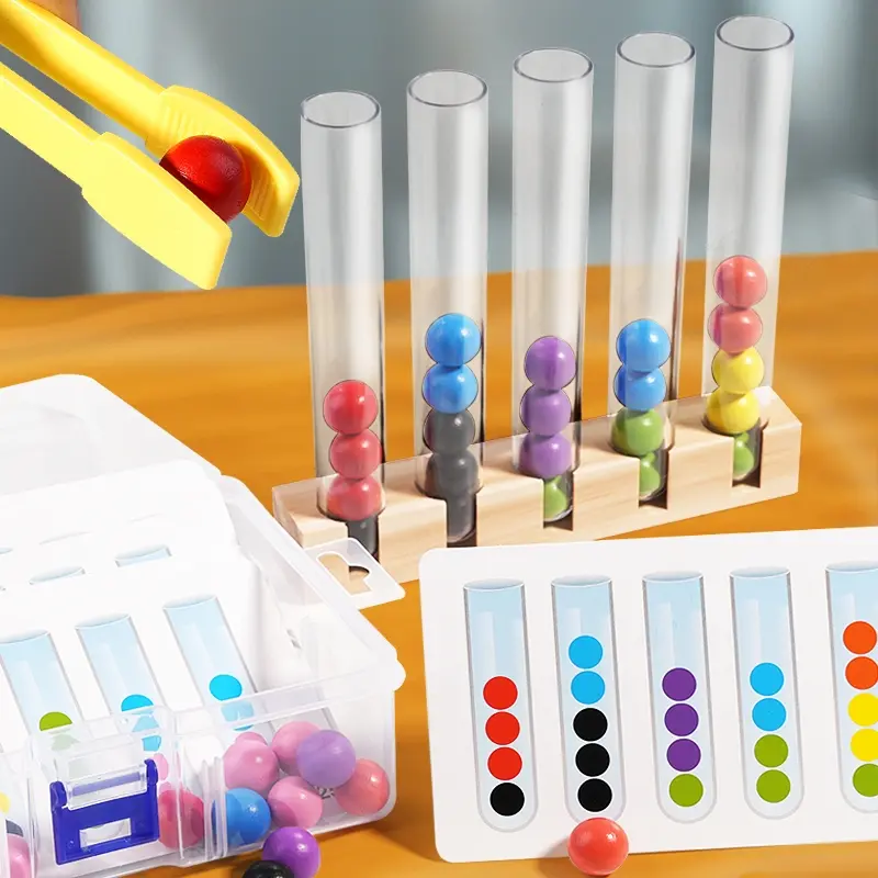 Color Recognition Sorting Toy Toyset for Hand-Eye Coordination, Includes 5 Test Tubes & 40 Beads, Perfect Educational Gift for Kids, Visual Learning Tools