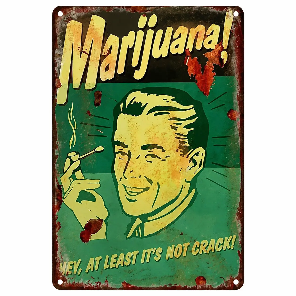 Vintage Marijuana Metal Tin Sign - 8x12 in Lightweight Waterproof Wall Plaque, Retro Funny Home Decor Gift for Man Cave, Ideal for Decoration and Room Decorations