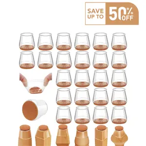 24Pcs Silicone Chair Leg Floor Protectors, Felt Furniture Pads for Hardwood Floors