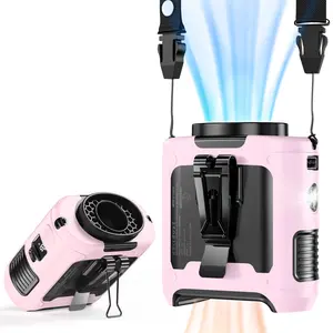 Portable Waist Fan Clip On, 10000mAh Rechargeable Wearable Shirt Fan with Light, 5 Speeds 16000RPM Powerful Belt Fan, Personal Cooling Fan for Outdoor Jobsite Camping Travel Gardening