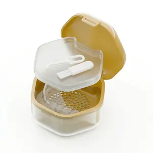 Three-Layer Denture Storage Box with Removable Filter Basket, Travel-Friendly, Lightweight Denture Container, Leak-Proof Denture Cup, Easy to Clean, Denture Care Tool