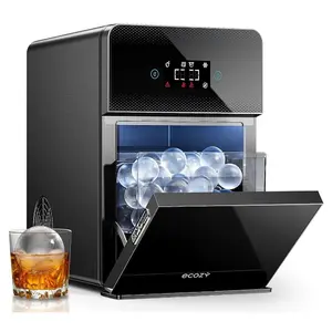ecozy 2" Clear Ice Ball Maker with CrystalFlux Technology, 4 pcs in 40 Mins, 144 pcs/Day, Enhanced Insulation, Self-Cleaning, Automatic Water Supply, Sphere Ice Maker for Whiskey