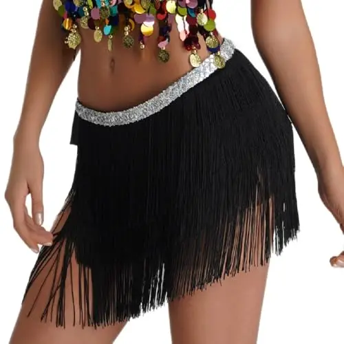 No sequin 3layerfringe black