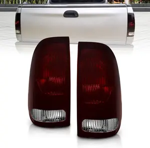 AmeriLite for Ford F-Series F150 F250 F350 SuperDuty Smoke Red Factory Style OE Replacement Assembly Halogen Taill Lights Brake Lamps Set - Driver and Passenger Side