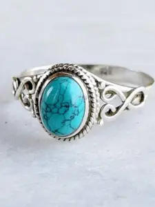 Women's Engagement Ring Casual Vintage Faux Turquoise Decorative Ring, Bridal Engagement Jewelry, Daily Wear Wedding Anniversary Party Valentine's Day Gift, Fashion Engagement Rings