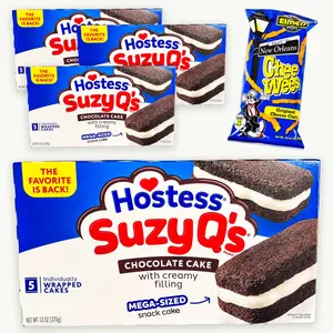 Hostess Suzy Q's Creme Filled Chocolate Cakes 5ct 13oz (4 packs) - Elmer's Original Chee Wees Cheese Curls 2oz - 5 Items