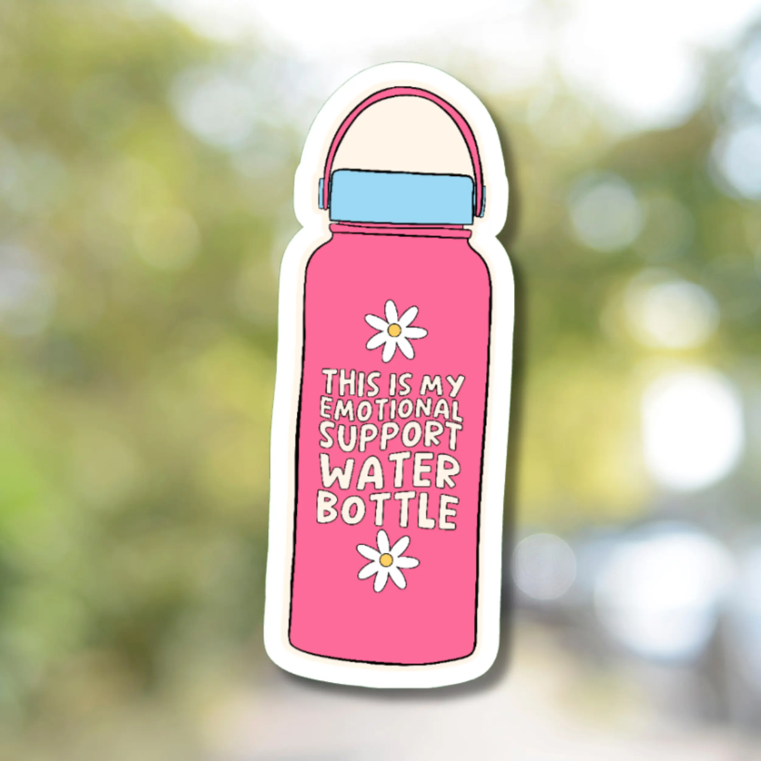 Pink Emotional Support Water Bottle Sticker for Stanley Owala Yeti and More Funny Humor Accessory
