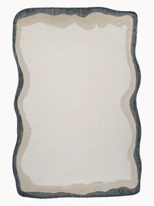 Marlene Wavy Border Blue Beige Indoor/Outdoor Rug