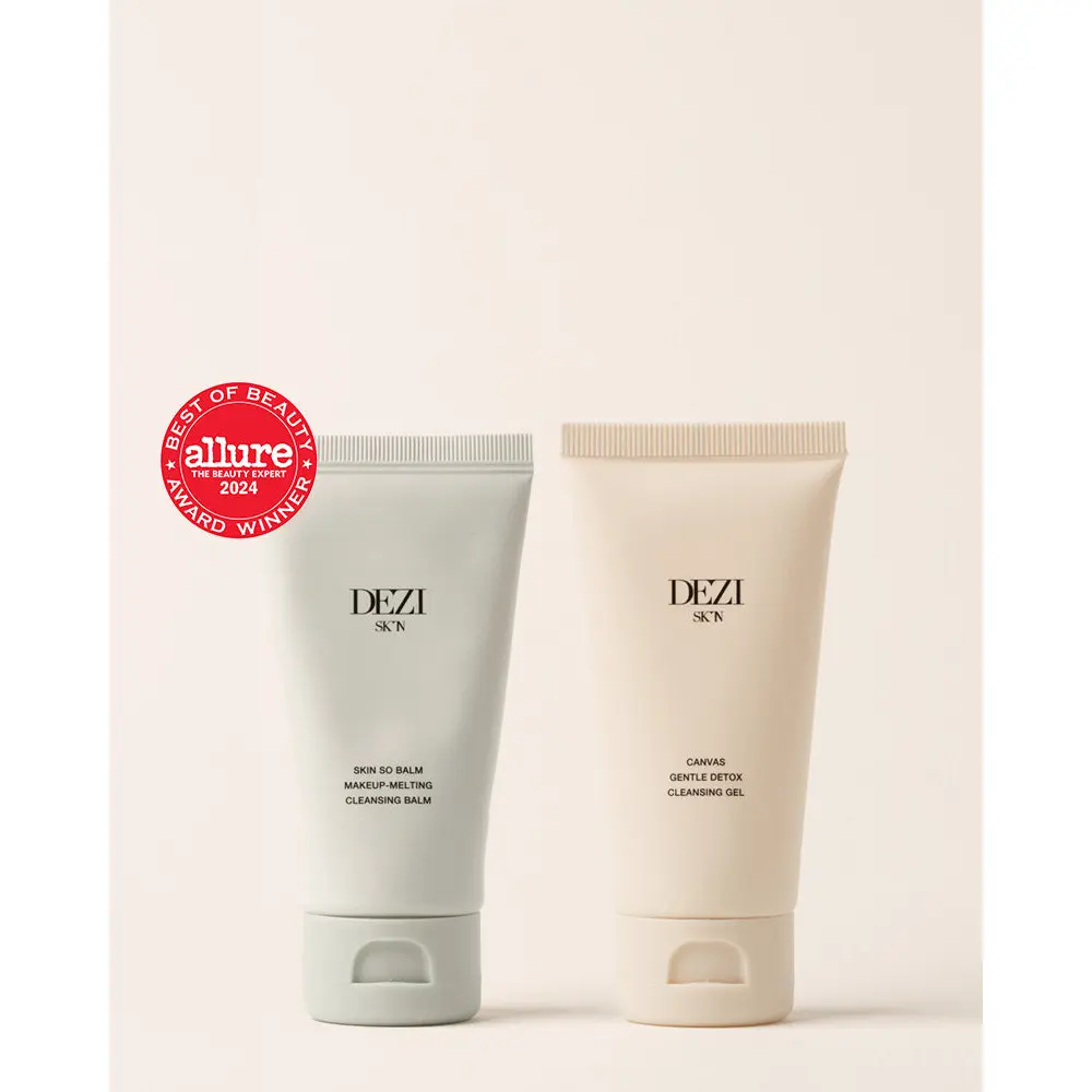 Dezi Skin Double Cleanse Moment Cleansing Bundle - Gentle Canvas Cleansing Gel & Skin So Balm Makeup Melting Balm, Facial Cleansing Product for Makeup Removal, Smooth Routine & Fresh and Clean Finish