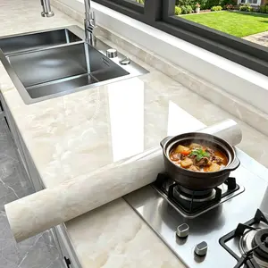 Self-Adhesive Marble Pattern Film, Waterproof Removable Vinyl, Marble Wallpaper Peel And Stick, Easy Installation for Splash Guards, Bathroom, Floor, Wall, Cabinets, DIY Covering Material