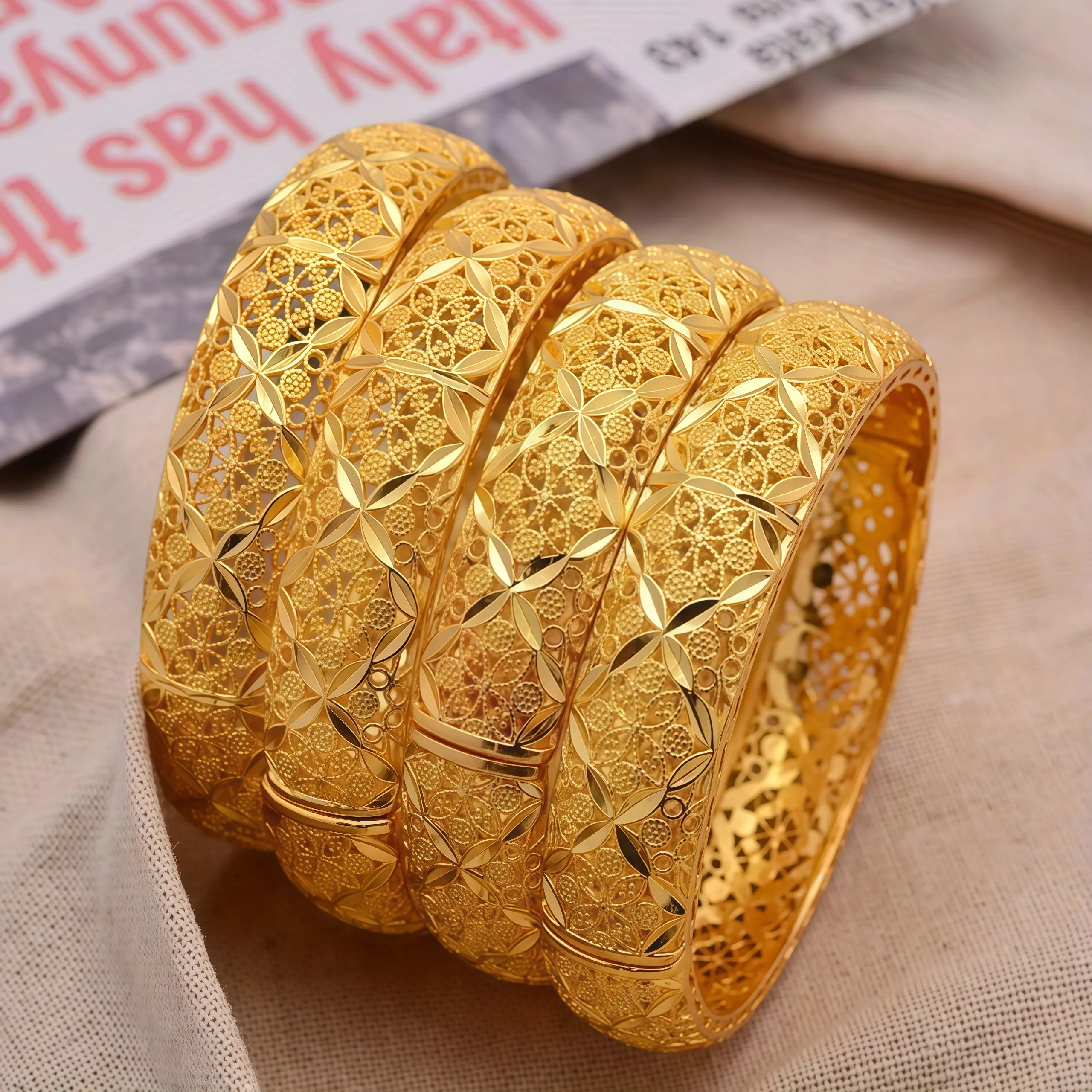 Vintage 24k gold plated Bangle, Trendy Jewellery Accessories for Women & Girls,  Beautiful Bracelets Beaded Bracelet, gifts for mom, gifts for women,womens gifts,accessories for women,bracelets for women