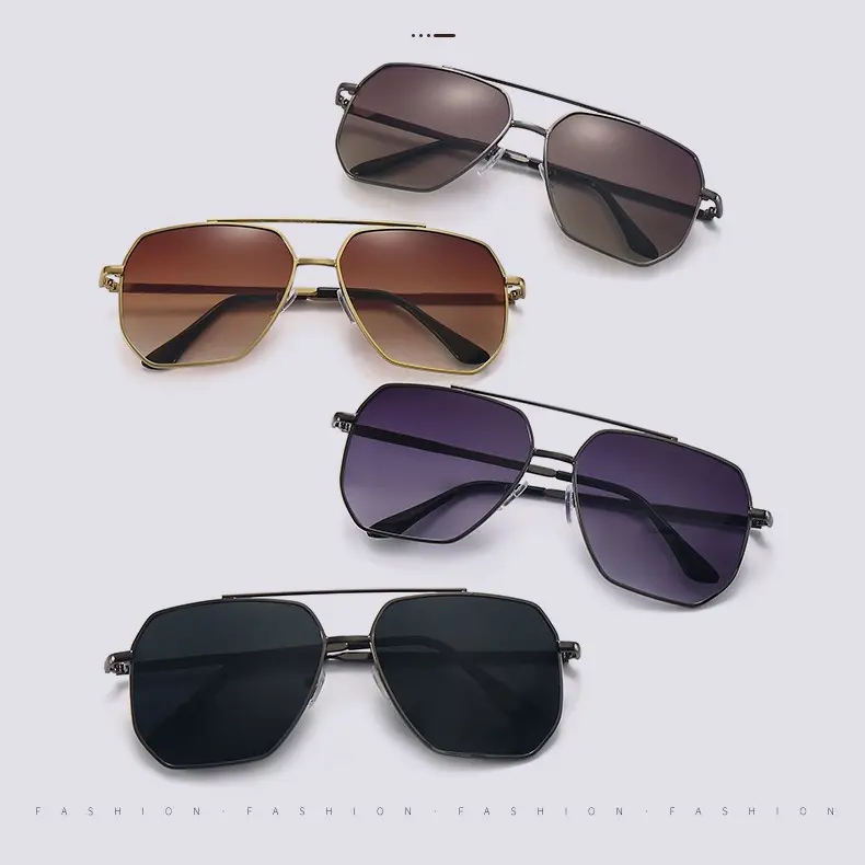 Unisex 2-Pack/4-Pack Polarized Double Bridge Aviator Sunglasses for Men, Retro Pilot Style, UV400 Protection, Lightweight Metal Frame for Driving, Fishing, Daily Wear, Men's Sunglasses
