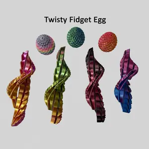 Twisty Fidget Dragon Egg, 3D Printed Easter Egg Fidget, Easter Fidget Toys, Dragon Scale Twist Spiral Stress Relief Desk Toy, Easter Decoration for Home, Portable Gift for Adults