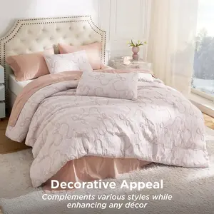Bedsure GentleSoft 3 Pieces Breathable Bow Comforter Set Women Girls with 2 Pillow Shams, Cute Bedding Set Gifts Room Decor Aesthetic Bedroom Decor Gifts for Woman