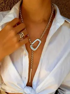 Women's Geometric Irregular Y-Shape Chunky Chain Necklace, Trendy Elegant Party Vacation Daily Wear Versatile Personalized Jewelry, Jewelry Accessory