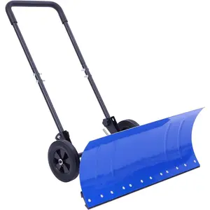 Driveway Snow Shovel: 2026 Upgraded Heavy-Duty Adjustable Angle Wheeled Metal Snow Shovel with 30"x12" Large Blade for Snow Removal, Wheeled Snow Pusher Efficient Cleaning Tool
