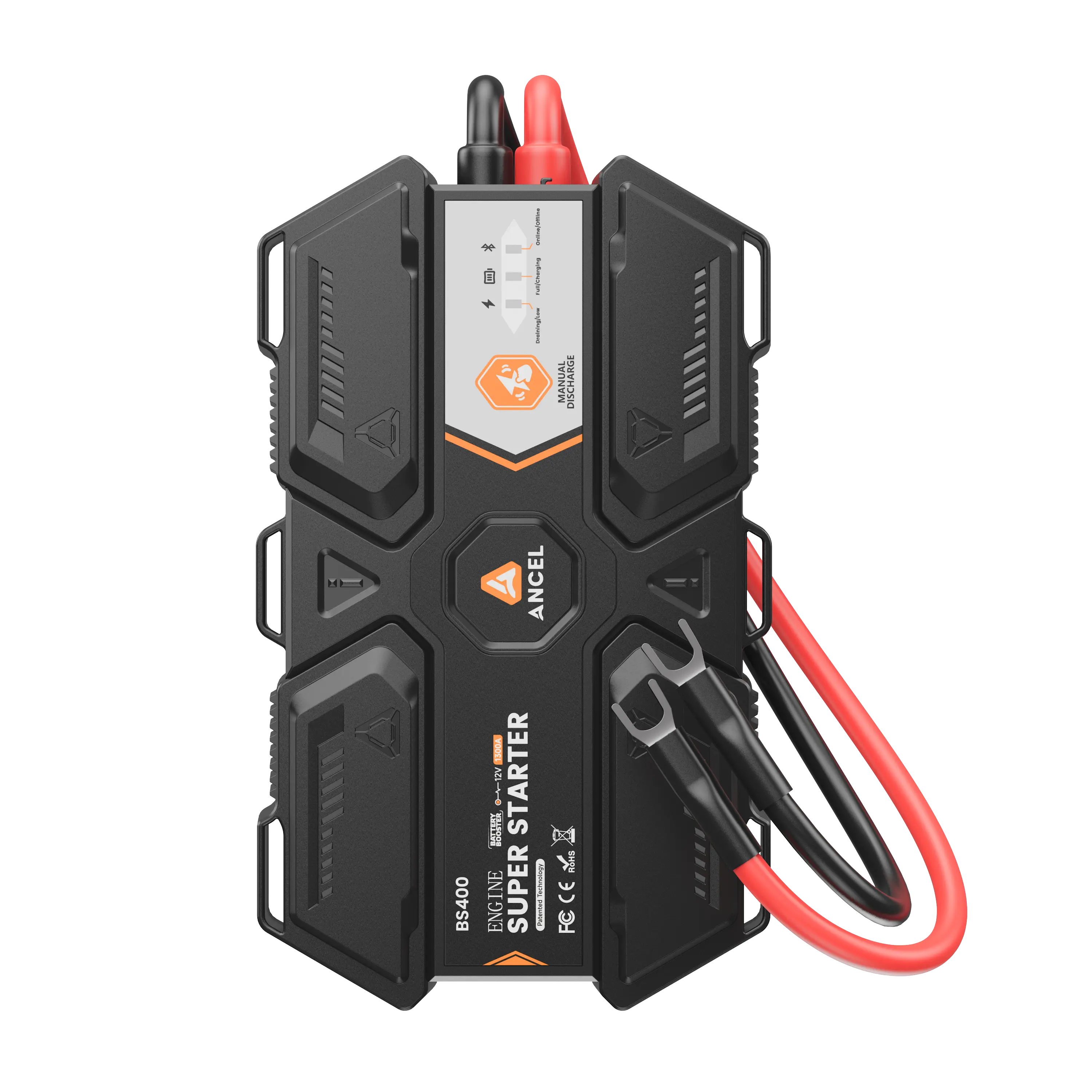 ANCEL BS400 Super Starter - Permanent Connected Jump Starter with Super Capacitor, Proactive Car Battery Jump Box & Battery Monitor, -40℉~176℉ UltraSafe Battery Booster for 6.0L/6.0T Vehicles