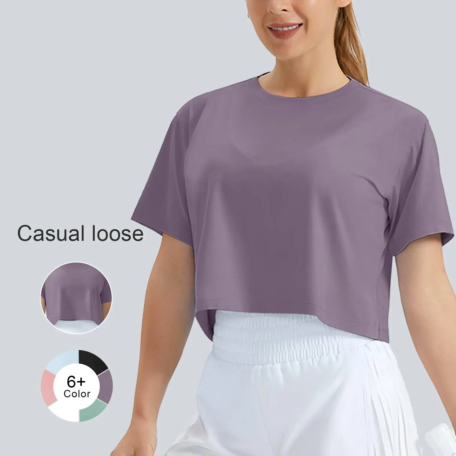 THE GYM PEOPLE Women's Workout Crop Top T-shirt Short Sleeve Boxy Yoga Running Cropped #TikTokShopBacktoSchool Athletic Fashion Activewear Athletic Training Tops