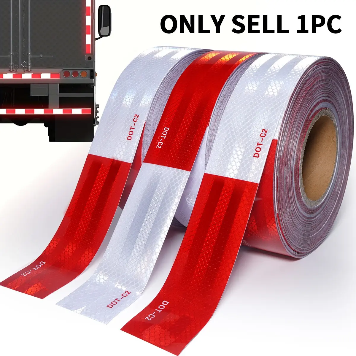 2 Inch x 65 Feet Reflective Sticker Decal, Waterproof Self Adhesive Tape, Suitable for Trailers, Trucks, Vehicles and Roads, Boats, Signs and Safety Marks, Car Accessories