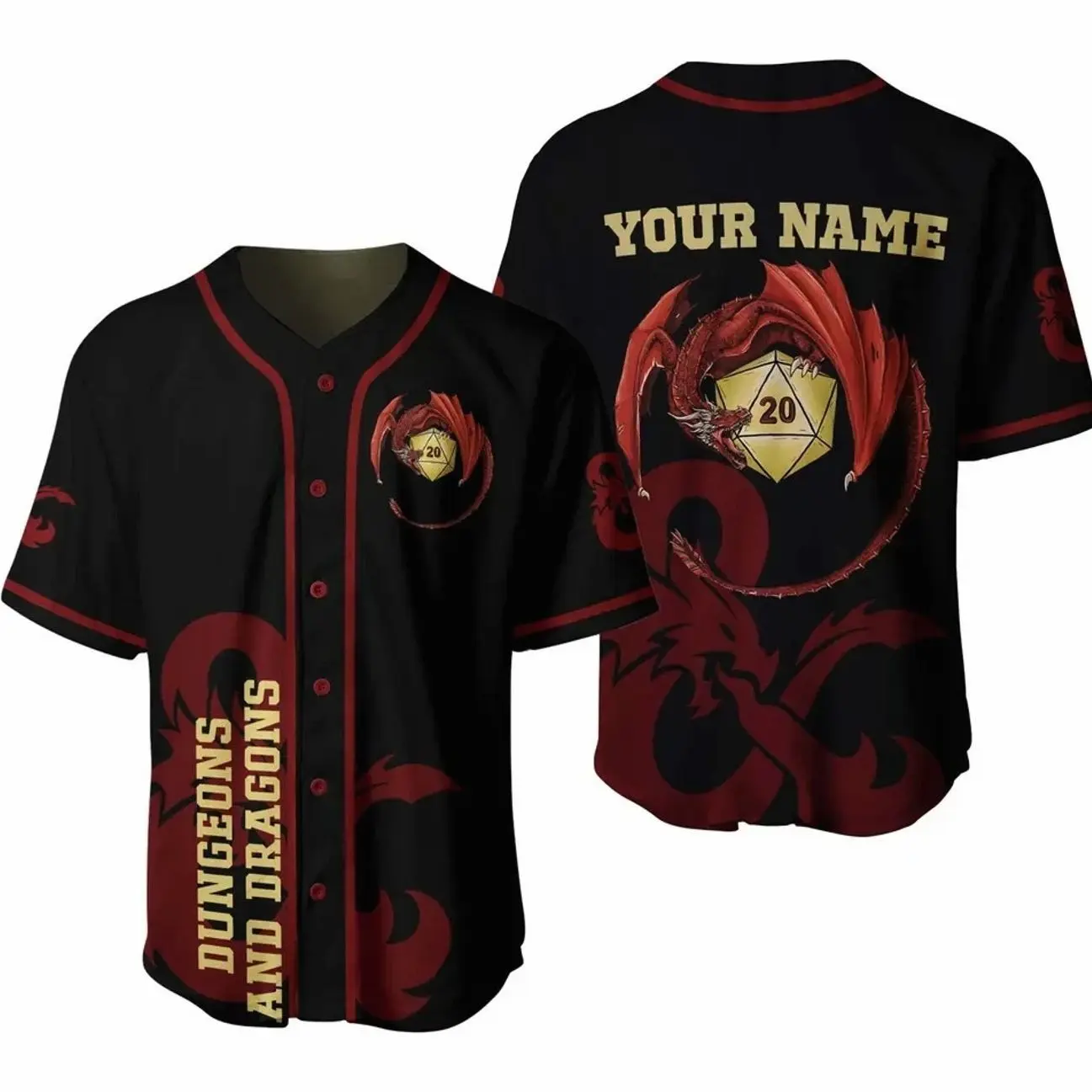 Custom DnD Dungeons and Dragons Baseball Jersey Personalized RPG Fan Shirt