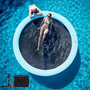 Inflatable Floating Dock Platform | Sunchill Float Ring, Floating Island for Lake & Pool, Tanning Lounger Mat, Water Recreation Pad