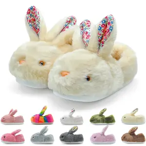White Bunny Slippers for Women, Cute Animal Fluffy Slippers Fuzzy House Shoes Plush Warm Winter Slippers Rabbit Home Bedroom Shoes Indoor & Outdoor Footwear Soft
