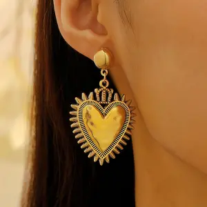Women's Hypoallergenic Gold Plated Vintage Multi-Sacred Heart Stud Earrings - Catholic Faith Symbol Jewelry, Elegant Gift for Believers
