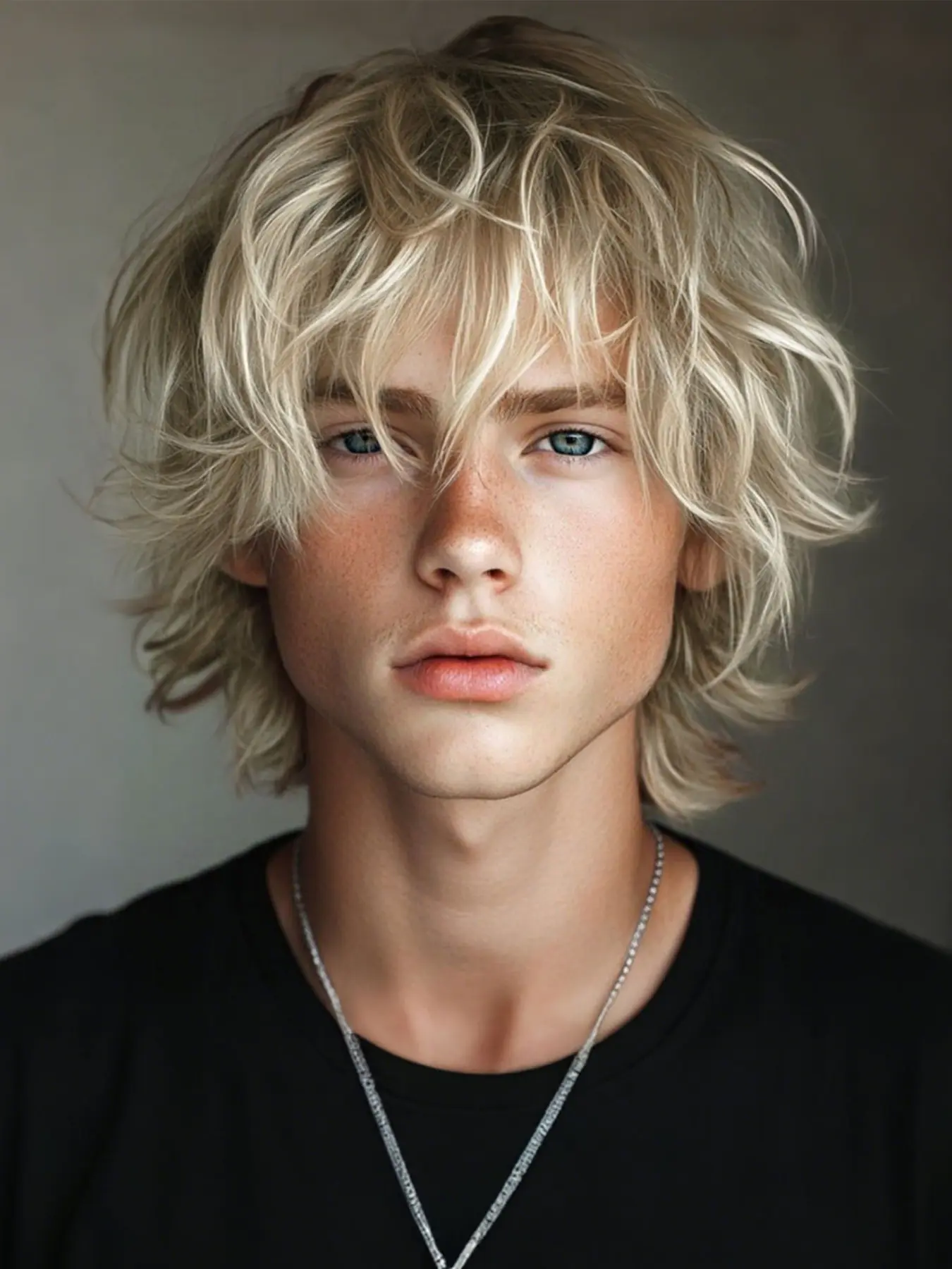 Blonde Short Wavy Wig for Men, Layered Fluffy Heat Resistant Synthetic Fiber Wig, Glueless with Breathable Cap, Daily Party Cosplay Halloween Wig, Fluffy Wigs