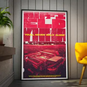 Anfield Liverpool FC Poster  You'll Never Walk Alone  Vintage Gritty Football Stadium Wall Art for Soccer Fans( Unframed - Print Only )