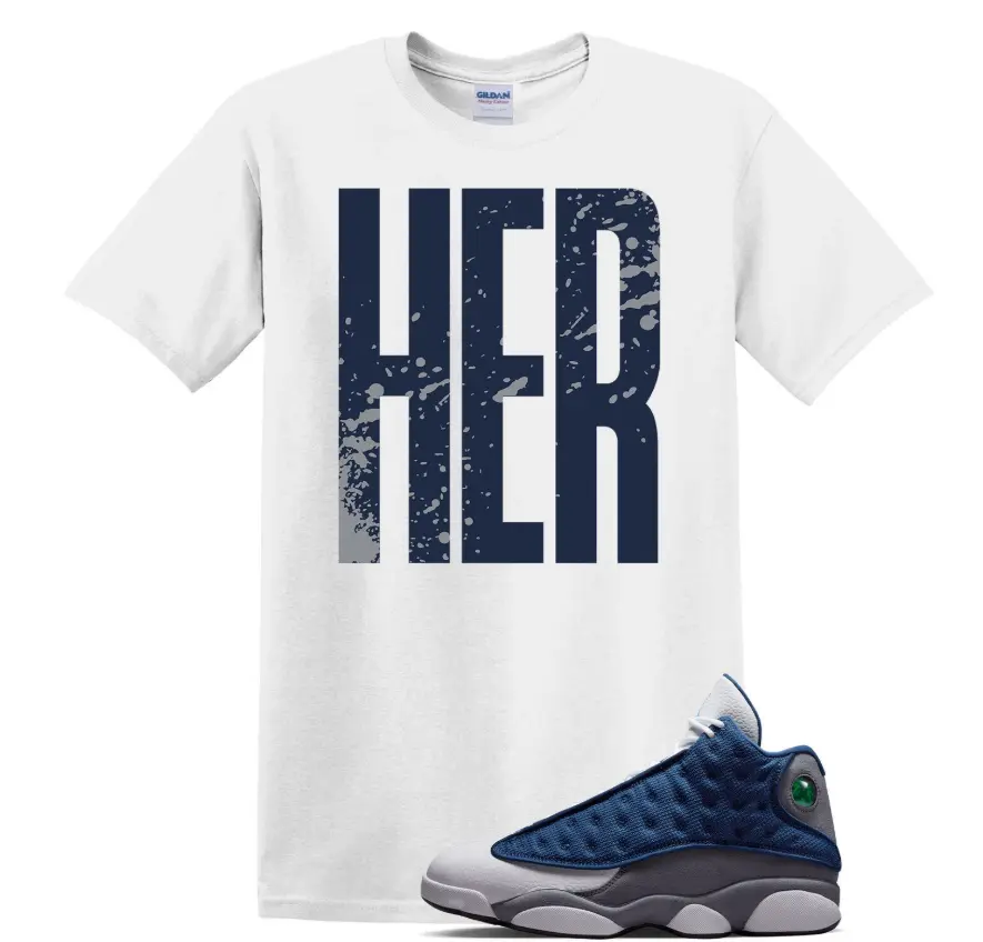 13 Flint Grey Navy White T Shirt Match HER, Best Gift, Unisex Streetwear T-Shirt, Back To School Outfits Classic Cotton