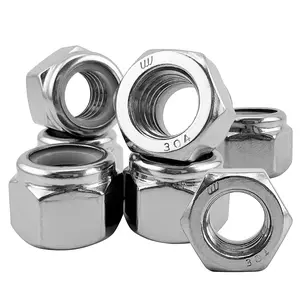 110 count 1/4-20 Nylon Lock Nuts, 304 Stainless Steel Nylon Insert Locknuts (A2-70), Hex Nylock Nuts, Coarse Thread for Automotive, Machinery & DIY