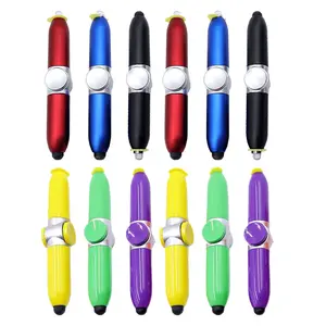 12pcs Creative LED Light Spinner Ballpoint Pens, Fingertip Rotating Gyro Touch Pens, Stress Relief Fidget Pens, Writing Gifts