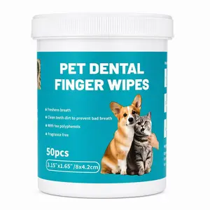 Dog Teeth Finger Cleaning Wipes Puppy Essentials Pet Dental Wipes for Dogs and Cats with Tea Polyphenols Freshens Breath Clean Teeth Dirt Toothbrush Dog Product Finger Dental Wipes fragrance free 50PCS