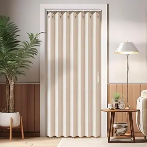 Closet Curtains, Accordion Style Door Curtains for Doorways, Pleated Folding Doors Curtain for Closet, Room Divider, 1 Panel, W39 x L78, Beige