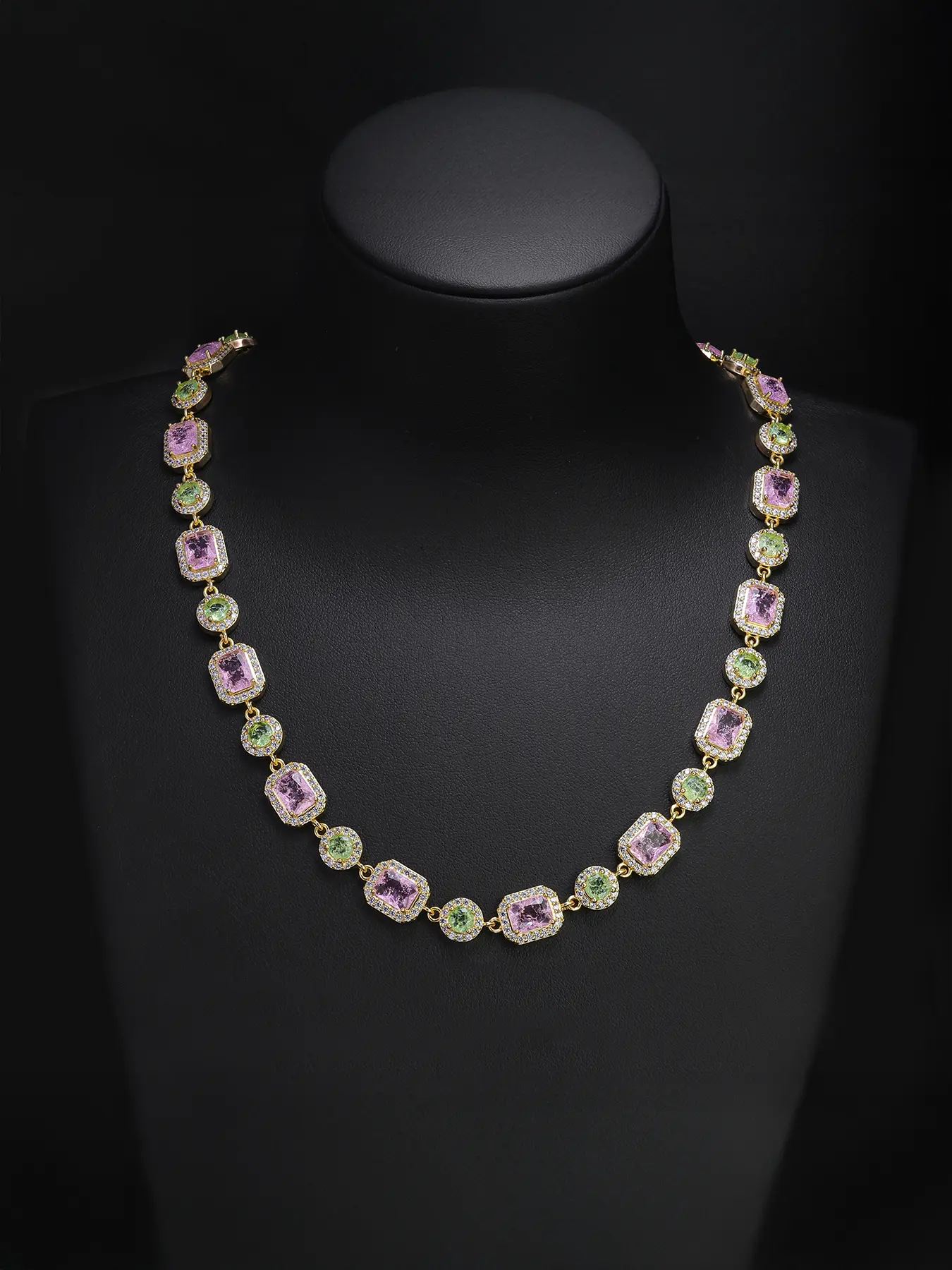 ICED CHICS Street casual style hip-hop pink Copper Inlaid Zircon necklace, 10MM colored sugar cube necklace, birthday gift, Valentine's Day gift, suitable for both men and women, Copper Chain Jewelry, Iced Out Jewelry