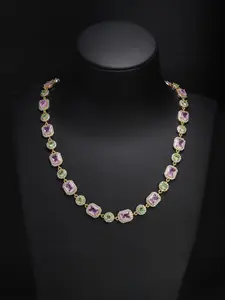 ICED CHICS Street casual style hip-hop pink zircon necklace, 10MM colored sugar cube necklace, birthday gift, Valentine's Day gift, suitable for both men and women, Iced Out Jewelry