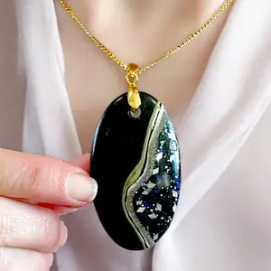 Orgonite made with Shungite and black tourmaline/ EMF Shielding Necklace & Pendant natural crystal intuitive crystal inner peace