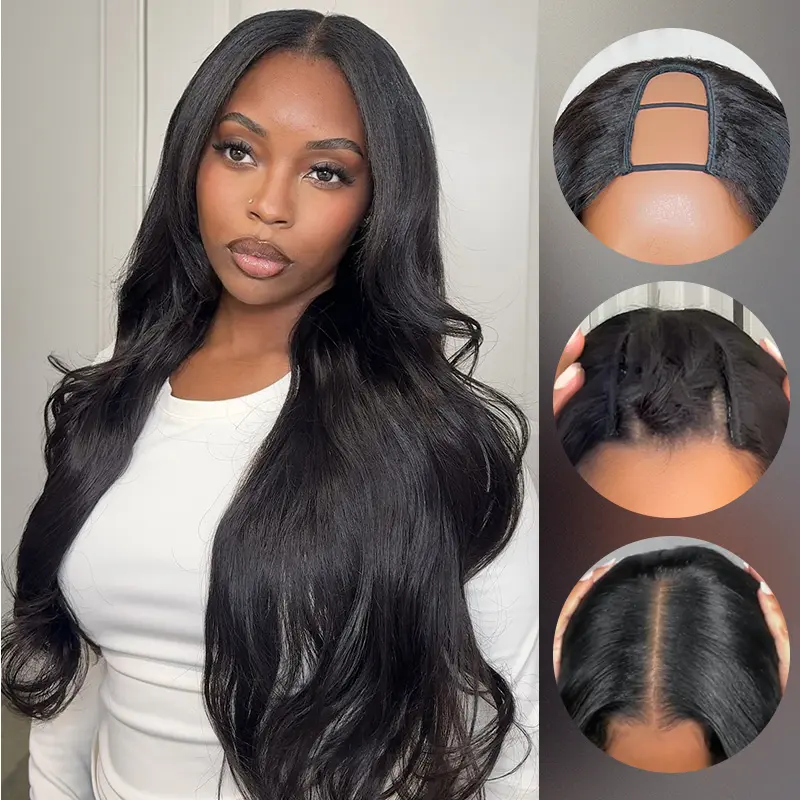 ISEE HAIR Body Wave U Part Sew In Human Hair Wigs Natural Color For Women 180% Density Glueless Human Hair wigs Vacation Hair #SummerWins #DealsForYouDays