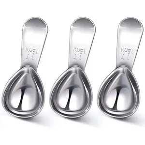 3 stainless steel coffee measuring spoons, short handled spoons, used for coffee, tea, sugar, Christmas kitchen gifts Utensils