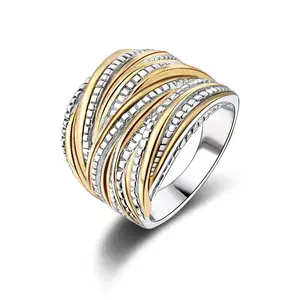 2 Tone Intertwined Crossover Statement Ring Fashion Chunky Band Rings for Women Wide Index Finger Rings Costume Trendy Jewellery AccessoriesGift
