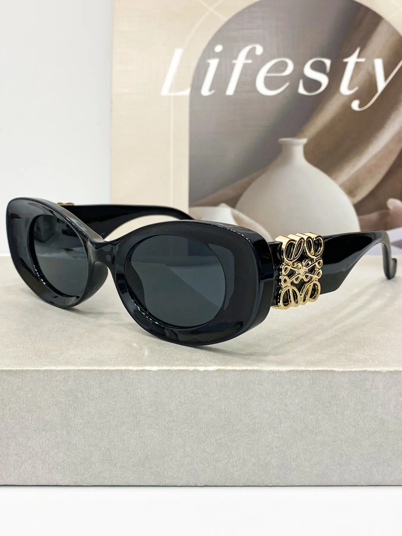 Vintage Oval Frame Shape Glasses, Letter Decoration Women's Fashion Eyewear, Lightweight Luxury Street Style Trendy Frames Sunglasses, All-Season Casual Wear, Trendy Streetwear Sunglasses