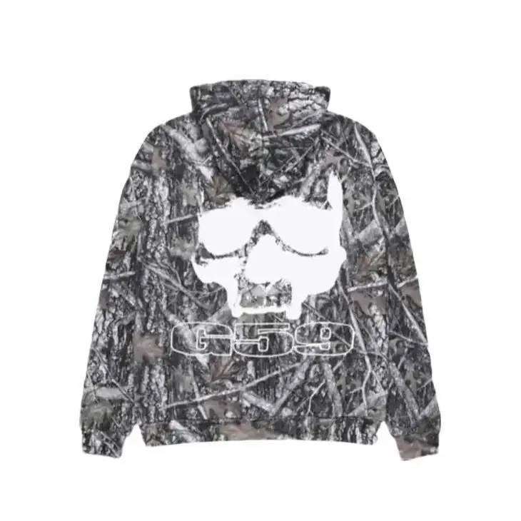 Unisex G59 Skull Camo Graphic Hoodie for Men & Women – Outdoor Streetwear Hoodie, Everyday Casual Application, Soft Cozy Fabric, Adjustable Drawstring Hood, Large Back Skull Print, Durable Fade-Resistant Print