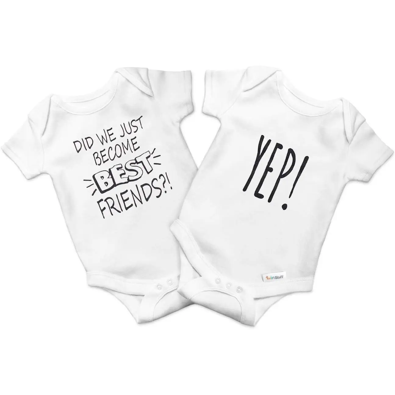Twin Stuff 100% Cotton Unisex Best Friends Rompers – Cozy and Adorable Matching Outfits for Newborn Identical Twins Baby Girl Clothes Solid Color Bodysuit