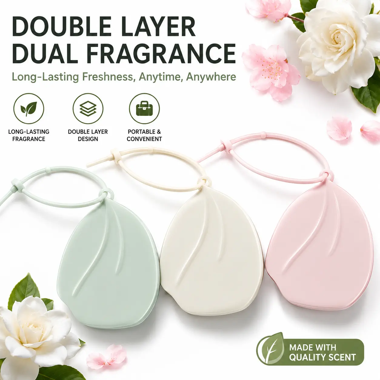 Double-layer fragrance-Portable Travel Soap Case with Disposable Soap Sheets – Outdoor Hand Cleansing, Single-Use Soap Paper-Green grapes, cherry blossoms, honey peaches, gardenias, cedarwood, white tea--