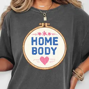Homebody Vintage Tee, Crochet Inspired Tee, Homebody Shirt, Everyday Trendy Shirt, Summer Tee, Oversized Graphic Tee, Womens Shirt, DTG Printed In the USA