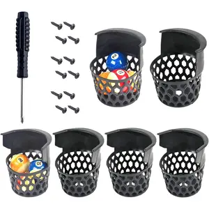 Replacement Pool Table Pockets - Set of 6 Durable Plastic Web Pockets for Standard Billiard Tables