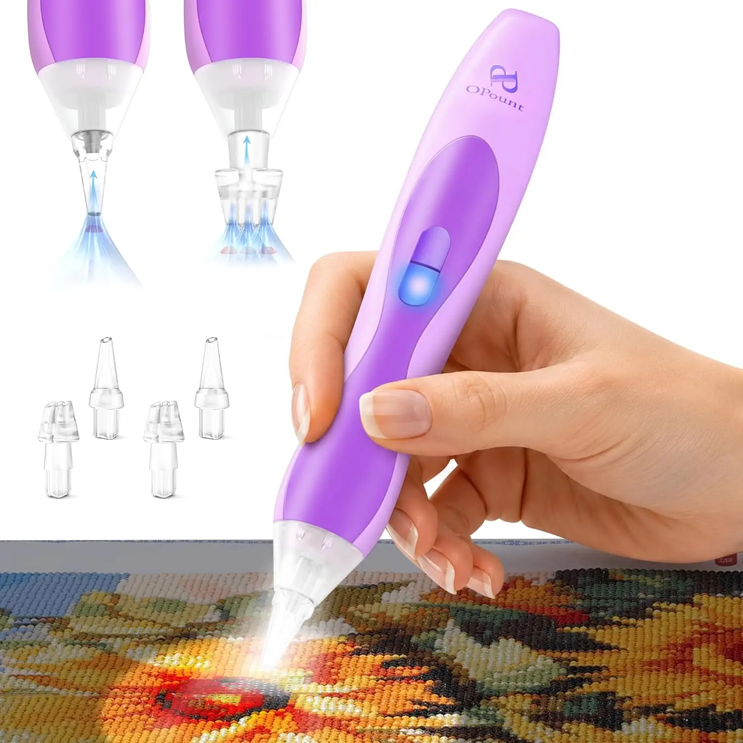 Electric Art Pen with Light, Art for Adults, Violet| No Wax Needed,&,3 Brightness,Ergonomic,Single&Triple Tips,Low Noise Vacuum Art Pen